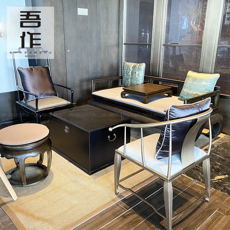 Chinese style sofa combination designer antique Arhat bed five-star hotel club engineering furniture manufacturer customization