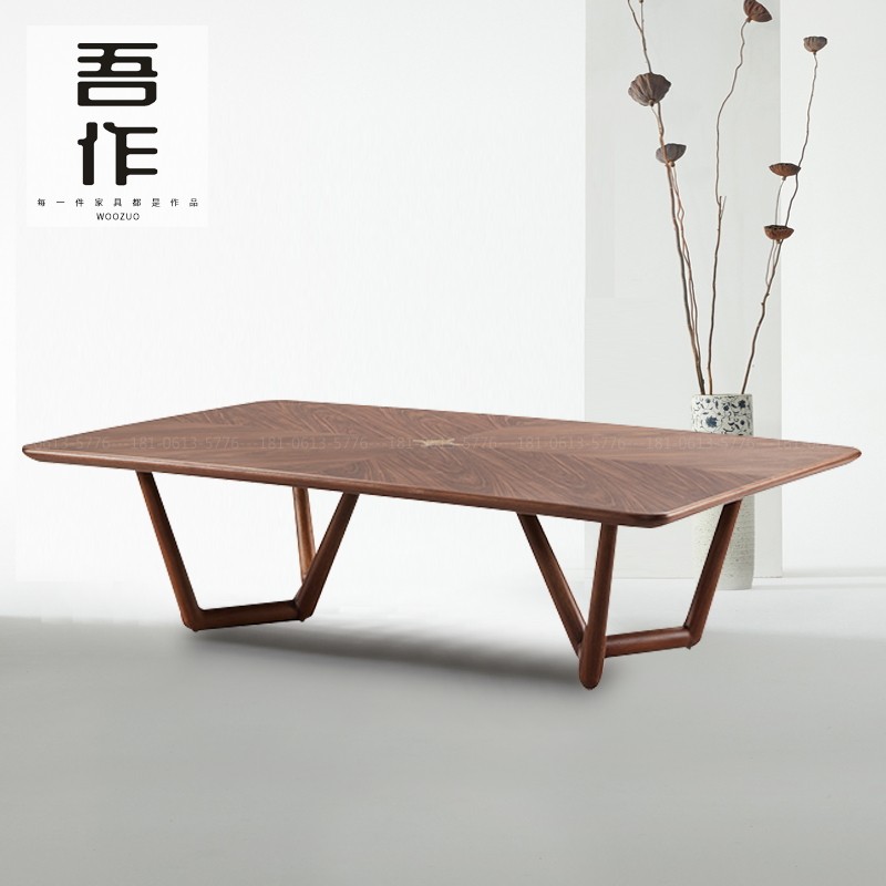 Designer minimalist long table solid wood dining table office conference table desk work table Zen kung fu tea table customization