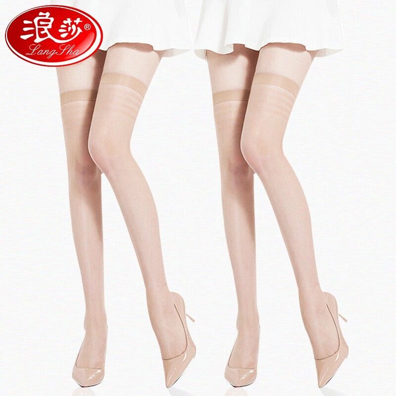 Surfsa silk stockings woman long cylinder silk stockings anti-seduces summer ultrathin lady black meat color non-slip lengthened over knee high cylinder silk stockings