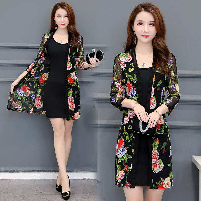 lớn mã ren cardigan in ediphon phụ nữ mùa hè trong khăn choàng dài hiển thị out-of-the-middle niên mỏng áo khoác điều hòa không khí