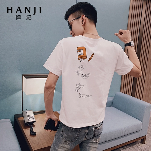 Летняя футболка с коротким рукавом, в корейском стиле, круглый воротник, популярно в интернете