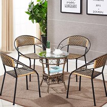 Small rattan chair imitation rattan back chair outdoor single bamboo chair home woven wrought iron seat adult dwarf childrens stool