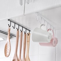 Home kitchen wrought iron cabinet storage rack multifunctional hook wardrobe rack kitchen non-trace nail-free adhesive hook