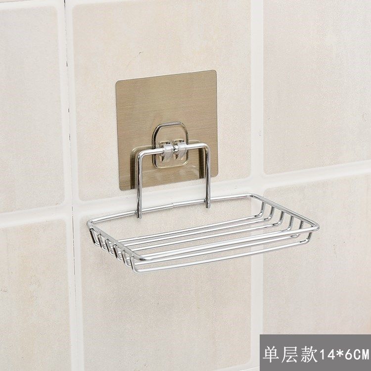 Dressing room Soap box Bathrooms Perforated Wall-mounted Stainless Steel Soap Racks Drain Suction Cups Soap Box Shelve