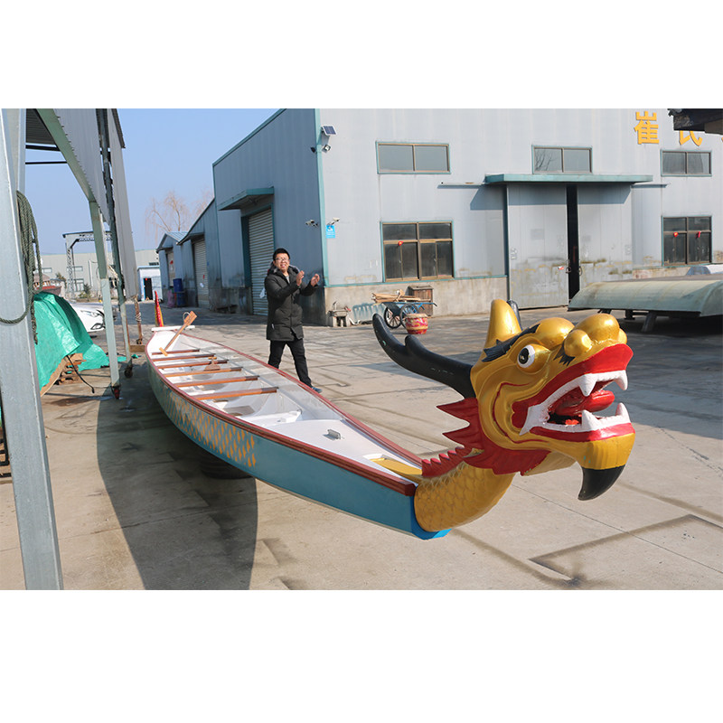 Customized international standard fiberglass dragon boat Dragon Boat Festival competition dragon boat model decorative boat traditional hand-drawn wooden boat