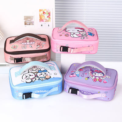 Lunch box bag, student lunch bag, thickened waterproof, cute cartoon hand-held bento bag, large-capacity insulated bag bento bag
