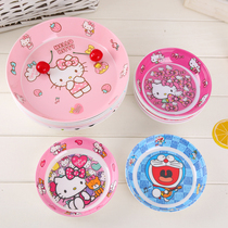 Micamine dish children eat anti-fall imitation porcelain tableware kindergarten baby spit bone dish cartoon cute cat dish