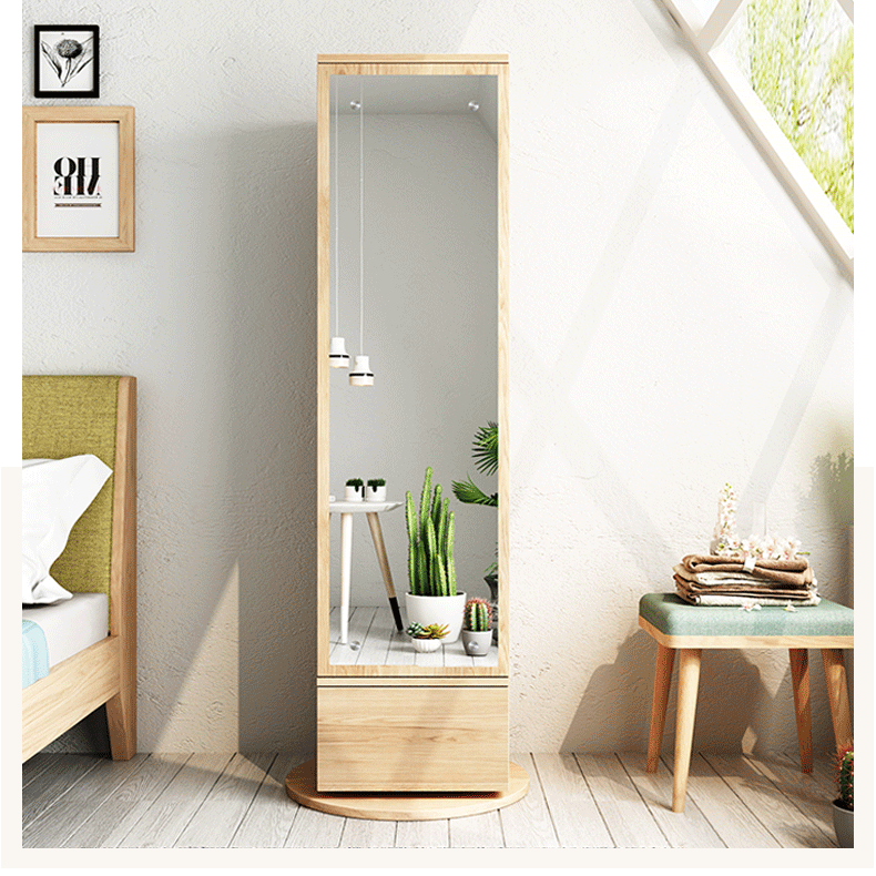 Bắc Âu hiện đại tối giản gương sáng tạo xoay toàn bộ chiều dài gương sàn gương giá lưu trữ gương tủ phù hợp gương - Gương gương phòng tắm