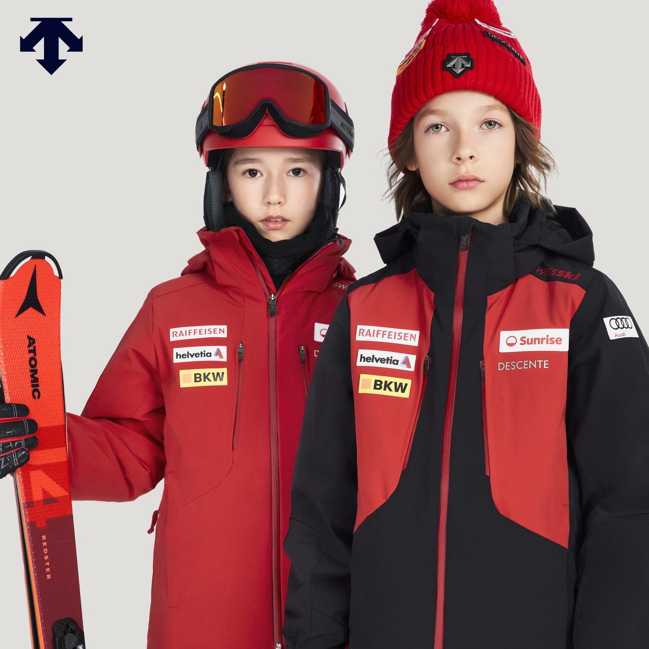 DESCENTE di Sante Children's ski series Men and women Tong Tong Waterproof Moisture Permeable Double Board Ski Suit New-Taobao