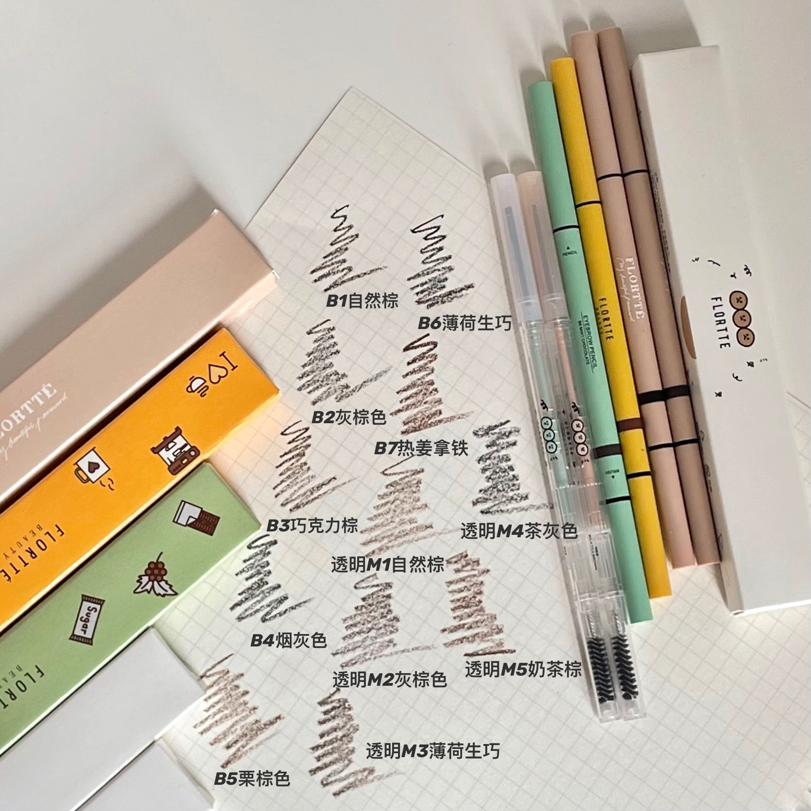 Flortte flower Lolia double-headed ultra-fine eyebrow pencil has distinct roots and roots