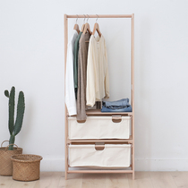 Hanging hanger clothes hat rack floor bedroom bedside domestic solid wood bed head cabinet integrated small drawer pull basket hanger