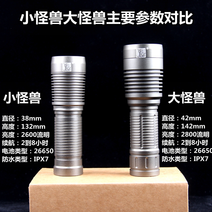 Duguyan big monster strong light flashlight high brightness constant current does not drop outdoor night climbing bull devil little monster black King Kong