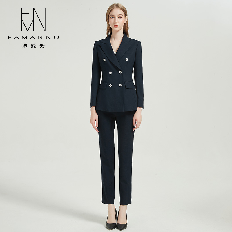 Hide Cyan High-end Long-sleeved Work Clothes Woman president Work clothes OL Temperament Work Interview Sample House Display Center Suit Jacket
