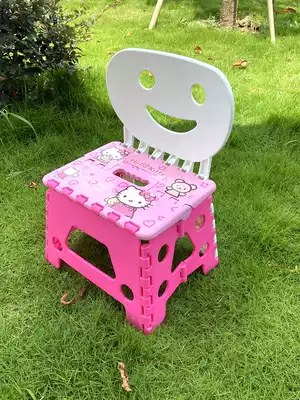 Original Japanese-style thickened folding stool with backrest Children's baby seat bench Portable non-slip plastic folding chair