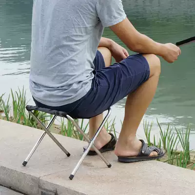 Direct sales stainless steel folding stool Portable thickened non-slip metal fishing adult outdoor bench Maza simple