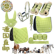 German direct mail equestrian classic matcha green moisture-absorbent breathable stable saddle pad earmuffs polar fleece leggings set