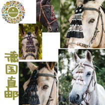 German direct mail horseback riding high-end handmade customized rosette 25 tassel brow straps with natural anti-fly protection 2 pieces