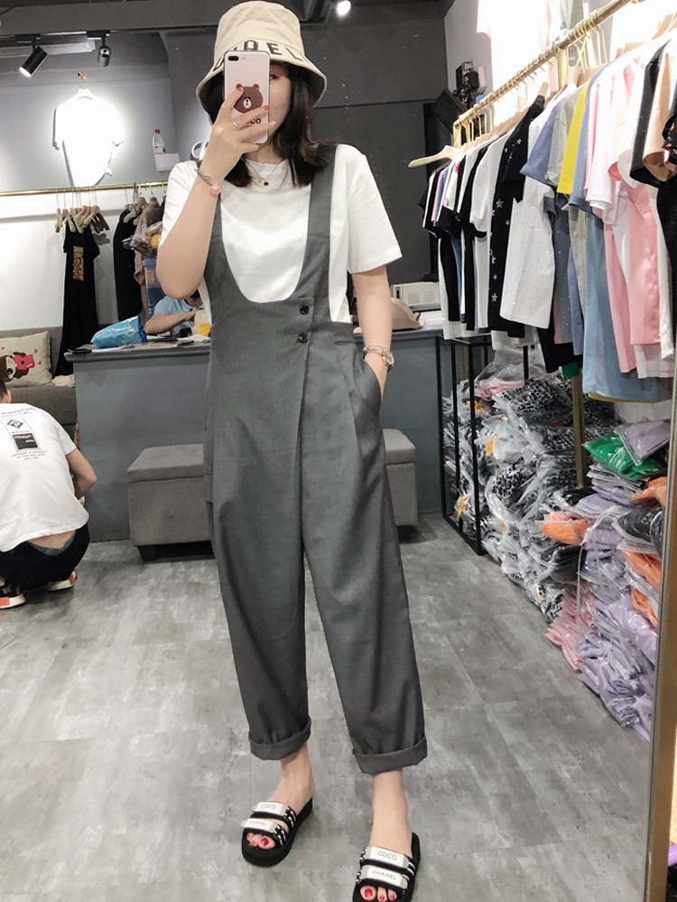 Baby bag pants women's 2021 spring and Autumn new high-waisted loose niche design sense wide-leg pants Western style nine-point casual pants