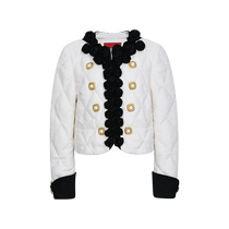 LE FAME LaFeim 2023 years Winter season New product minimalist Rosepan Embroidered black and white Collision Color Reworked down clothes