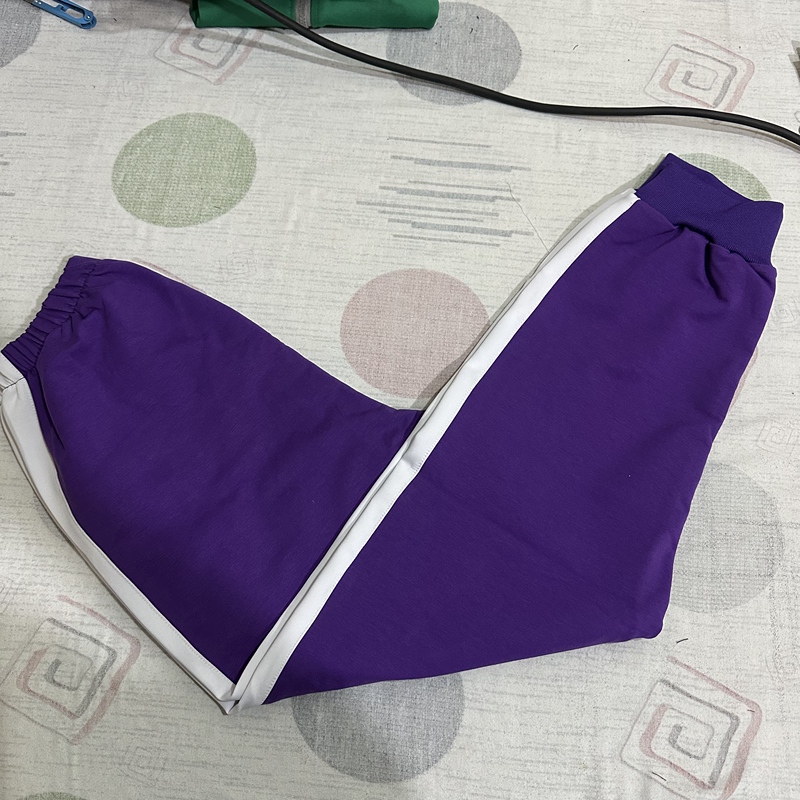 Summer, Autumn and Winter Purple Pants with White Stripes Summer, Autumn and Winter Purple Pants with White Stripes
