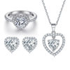 S925 sterling silver love necklace ring earrings three-piece set