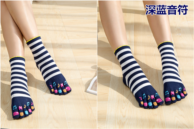 Blue Zixin ghi chú vớ năm ngón vớ nữ vớ ngón chân năm ngón tất bốn mùa phiên bản Hàn Quốc của vớ mùa thu và mùa đông dễ thương vớ thể thao