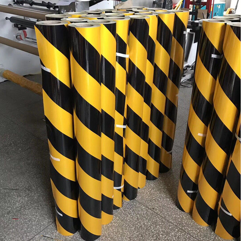 Traffic safety reflective patch paper Black yellow red and white twill warning anti-collision film Road traffic pillar road pile patch tape