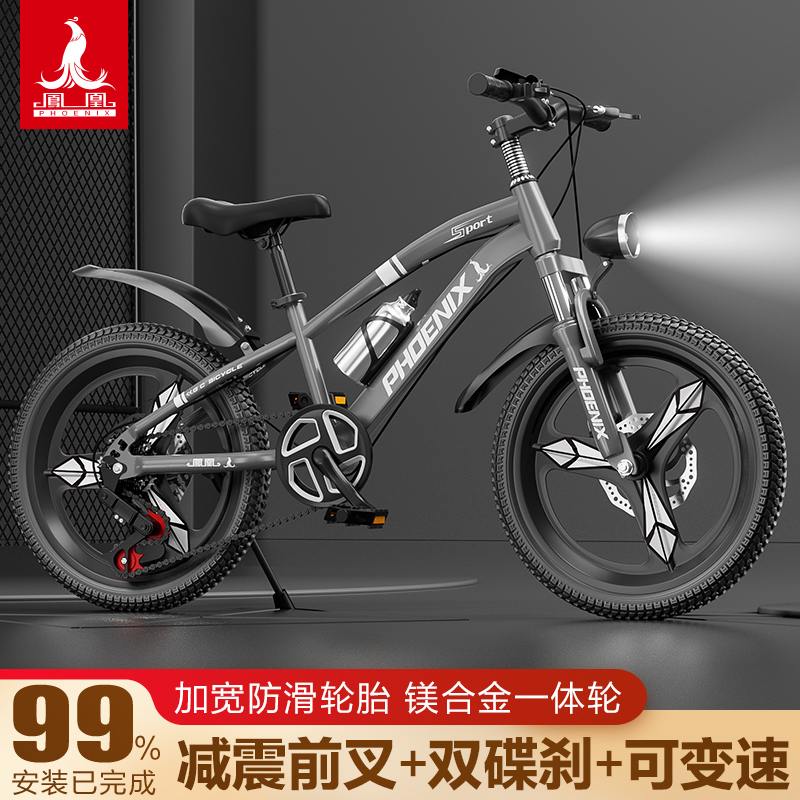 Phoenix Children's Bicycle for Boys and Girls Aged 10 to 15, Suitable for 6-8-12 Year Olds, Student Mountain Bike with Gears
