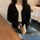 Трикотажный кардиган, утепленный лонгслив, свитер, короткая куртка, оверсайз, V-образный вырез