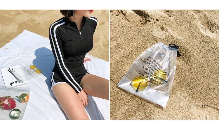 Lưới thép đen đen Tấm mỏng mỏng bảo thủ boyshort nữ chia áo tắm - Bộ đồ bơi hai mảnh áo bơi 2 mảnh