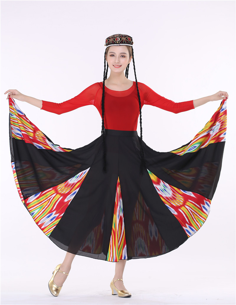 Uyghur dance practice skirt Xinjiang dance skirt Large swing half Xinjiang dance practice skirt Children's Xinjiang dance skirt