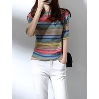 Брендовый тонкий трикотажный свитер, короткий рукав