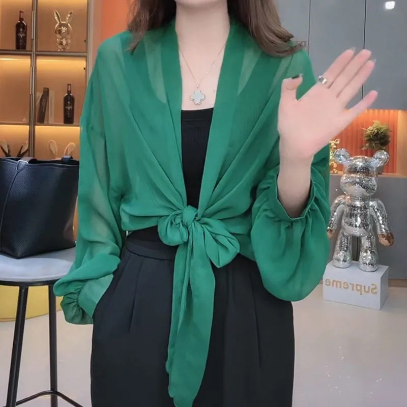 Solid Color Sun Protection Shirt for Women, Thin Jacket, 2026 Summer New Style, Loose and Stylish, Fashionable Shirt, Slimming Cardigan Top