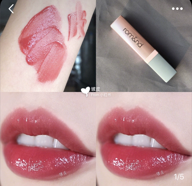 Sách đỏ mô hình nổ nhỏ Hàn Quốc ROMAND lip glaze 闵 Celer khuyên dùng JUJUBE giữ ẩm cho môi son bóng bền màu không thấm nước - Son bóng / Liquid Rouge