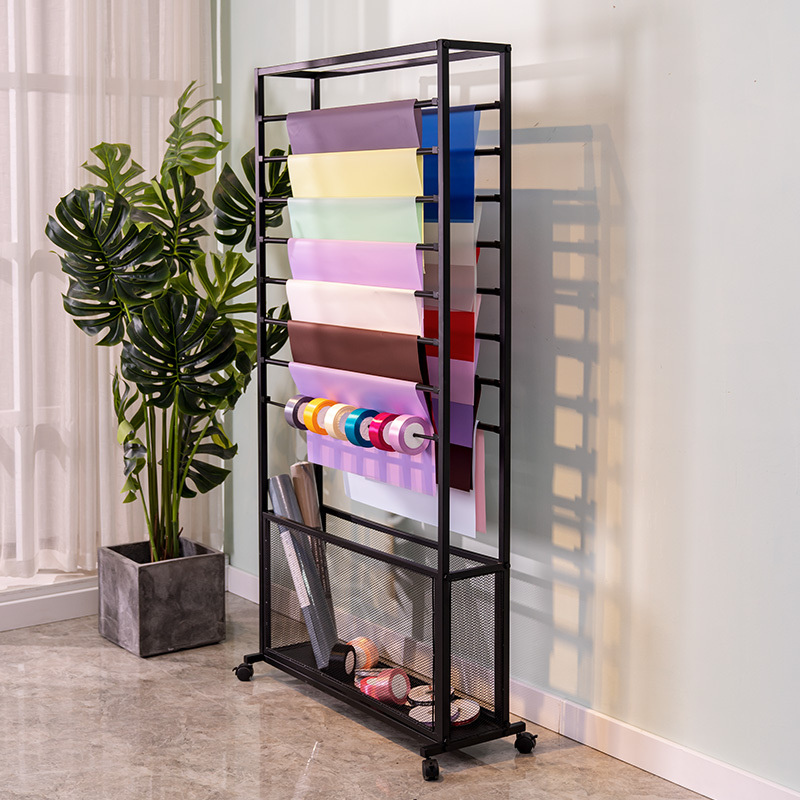 New Iron Art Ribbon Rack, Flower Wrapping Paper Rack, Ribbon Storage and Display Rack, Flower Shop Supplies Shelf