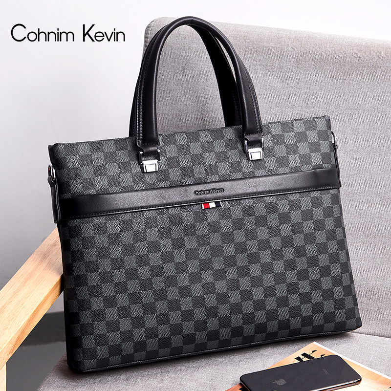 Cohnim Kevin's new men's bag genuine leather briefcase large capacity business shoulder cross-leg bag tote bag