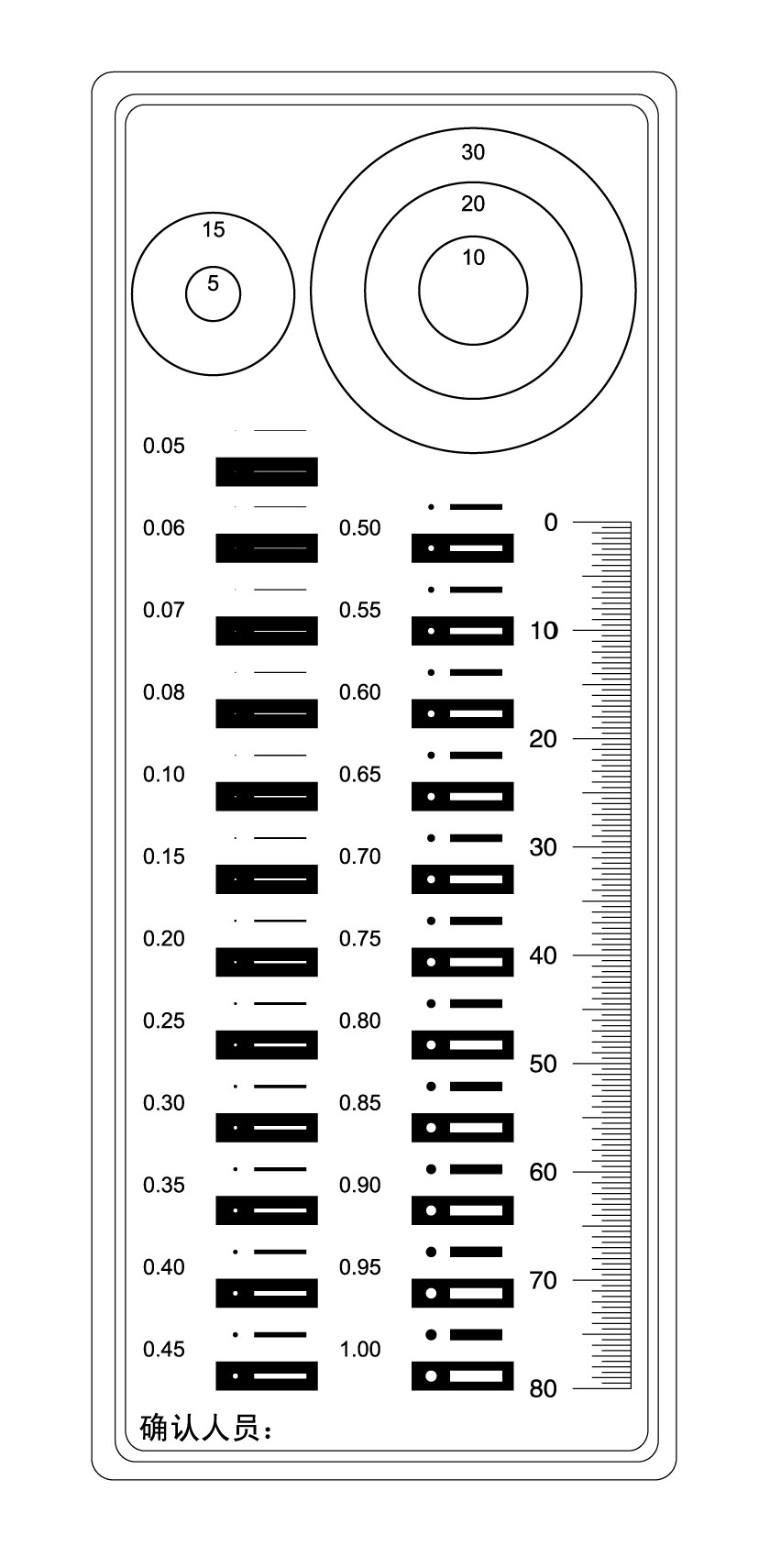 Filin ruler stain number card (point-line gauge point number of card gauge inspection gauge) F-43