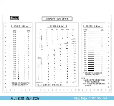 Stain number card Standard dot line gauge Film ruler comparison card appearance inspection gauge Scratched foreign body card