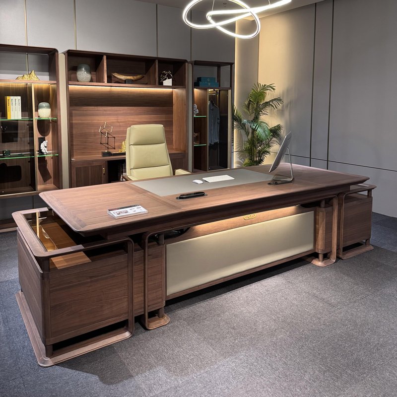 Light Luxury New Chinese Style Modern Minimalist Executive Desk Black Walnut President Desk Executive Desk Chairman's Office