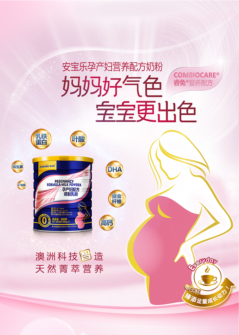 Anbolac Anbaole Aussie bà mẹ cho con bú sữa bột 400g chứa Lactoferrin sữa axit folic