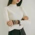 Bên trong áo len nữ 2018 mới thu đông nửa cổ cao Slim áo thun dày áo len đen áo sơ mi áo cardigan nữ Đan Cardigan