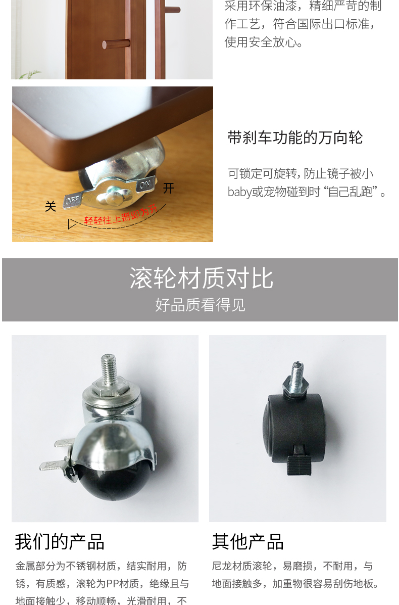 Gương gỗ rắn Shangmeng nhà sàn toàn thân gương đơn giản sàn xoay áo gương gương nhà lưu trữ gương - Gương gương to