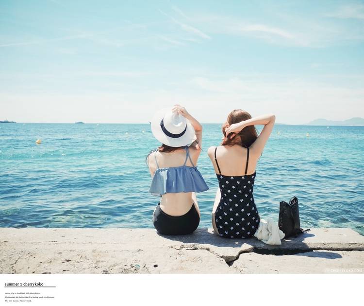 Áo len lông xù màu xanh nước biển cao eo bikini kích thước váy ngực bảo thủ sinh viên spa áo tắm chia - Bikinis ao boi nu