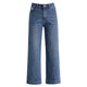 ກາງເກງຂາກວ້າງຂອງແມ່ຍິງອາຍຸກາງປີ 2024 ພາກຮຽນ spring ແລະດູໃບໄມ້ລົ່ນຂະຫນາດກາງຂະຫນາດໃຫຍ່ jeans ກາງເກງຊື່ກົງສີຟ້າ matte ສີຂາວແມ່ trousers