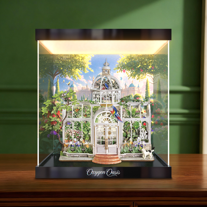 Suitable for Ruolai Light Oxygen Greenhouse Garden Handmade DIY Cabin Art House Model Light Box Display Box Dustproof