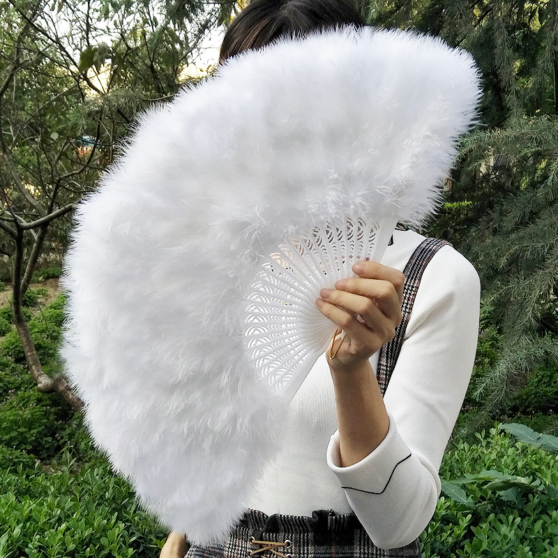 Lolita fan feather fan Chinese fan folding fan trembling live dance fan gown walking hand with fan fan