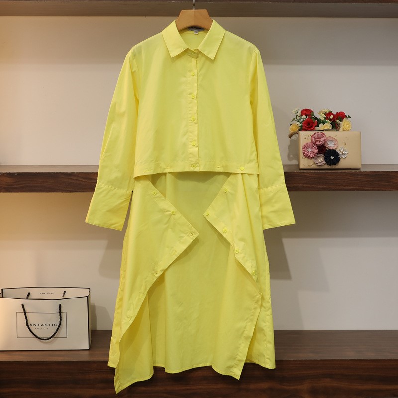 Dear love of Tong Nian squid fish Yang Zi with summer pink shirt dress women's long version of dress clothes