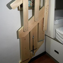 Solid wood household wall-mounted folding ladder basement warehouse loft duplex telescopic easy-to-retract folding attic stairs