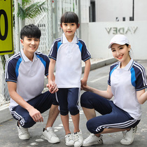 Junior high school and high school students school uniform suit Middle school students short-sleeved mens summer sportswear womens summer class clothes couple clothing customization