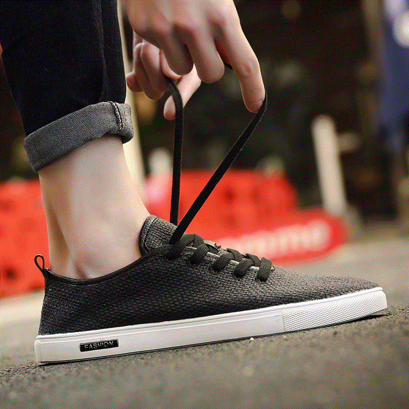 夏季男鞋子男士帆布鞋韩版潮流百搭个性板鞋休闲潮鞋透气亚麻布鞋